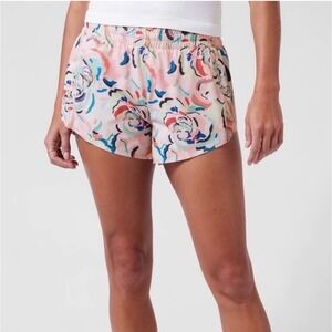 Athleta Hustle 3" Running Shorts Size Medium Floral Print Zip Pocket